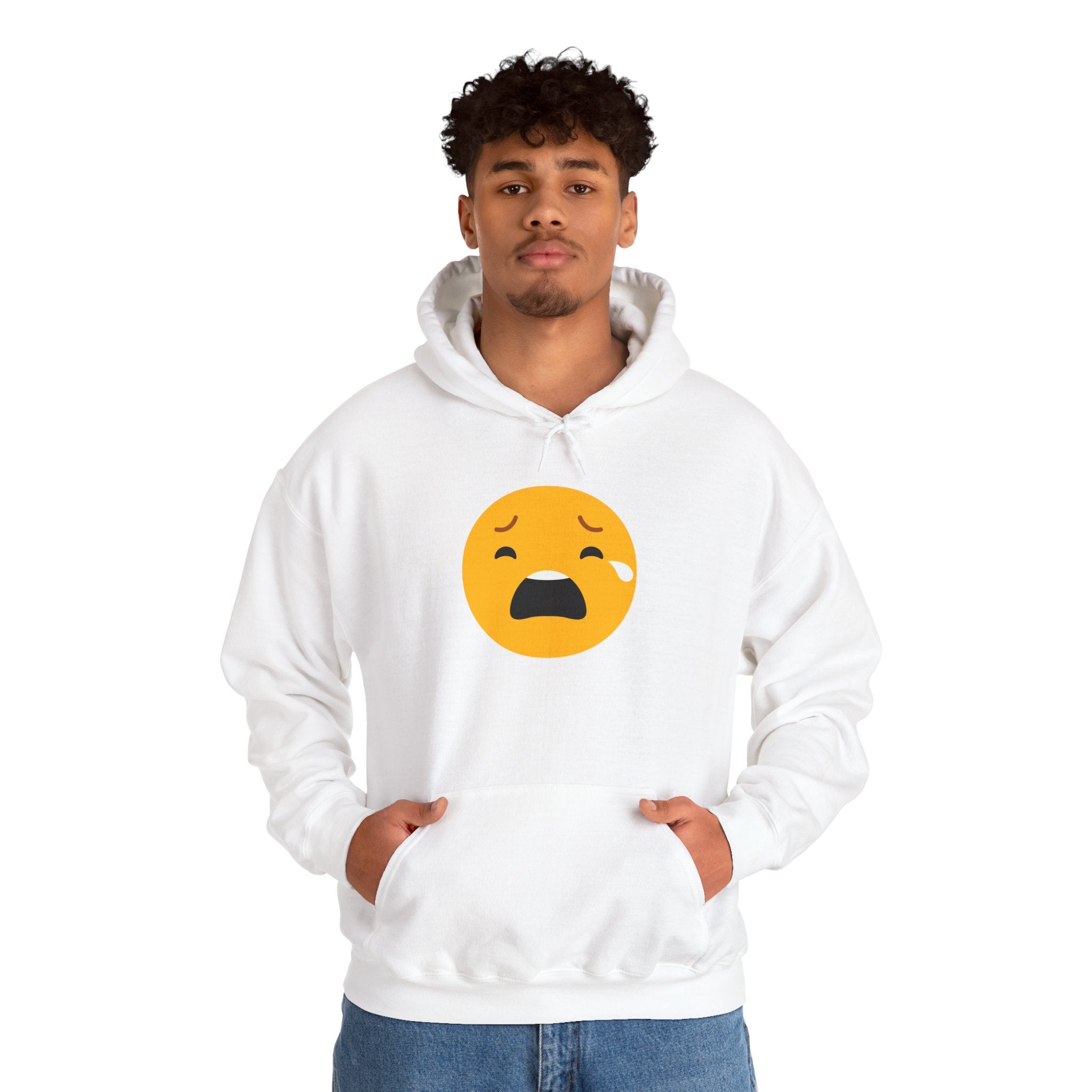 Unisex Heavy Blend™ Sad Emoji Hoodie - Cozy & Expressive Sweatshirt